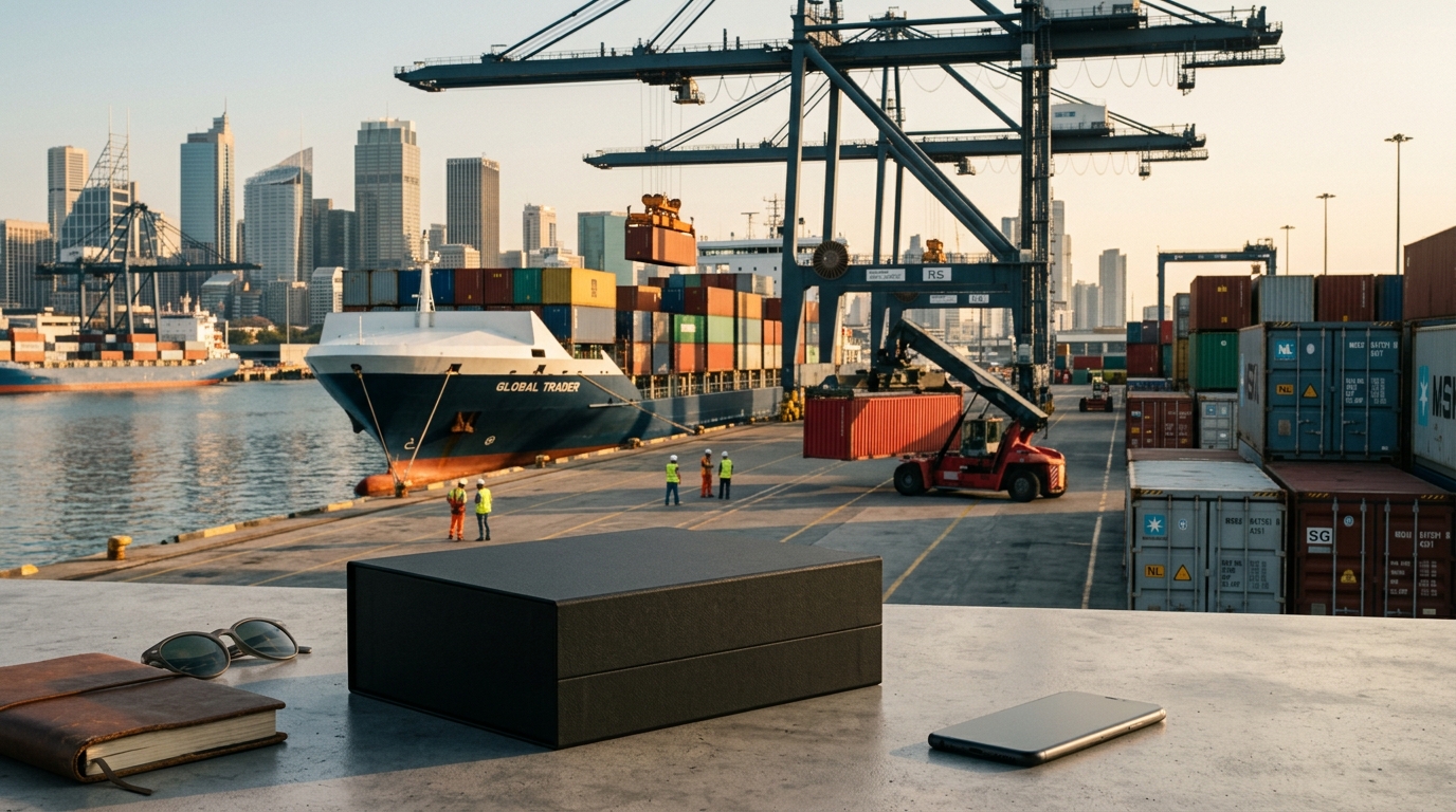 International commerce, container shipping terminal and global logistics infrastructure