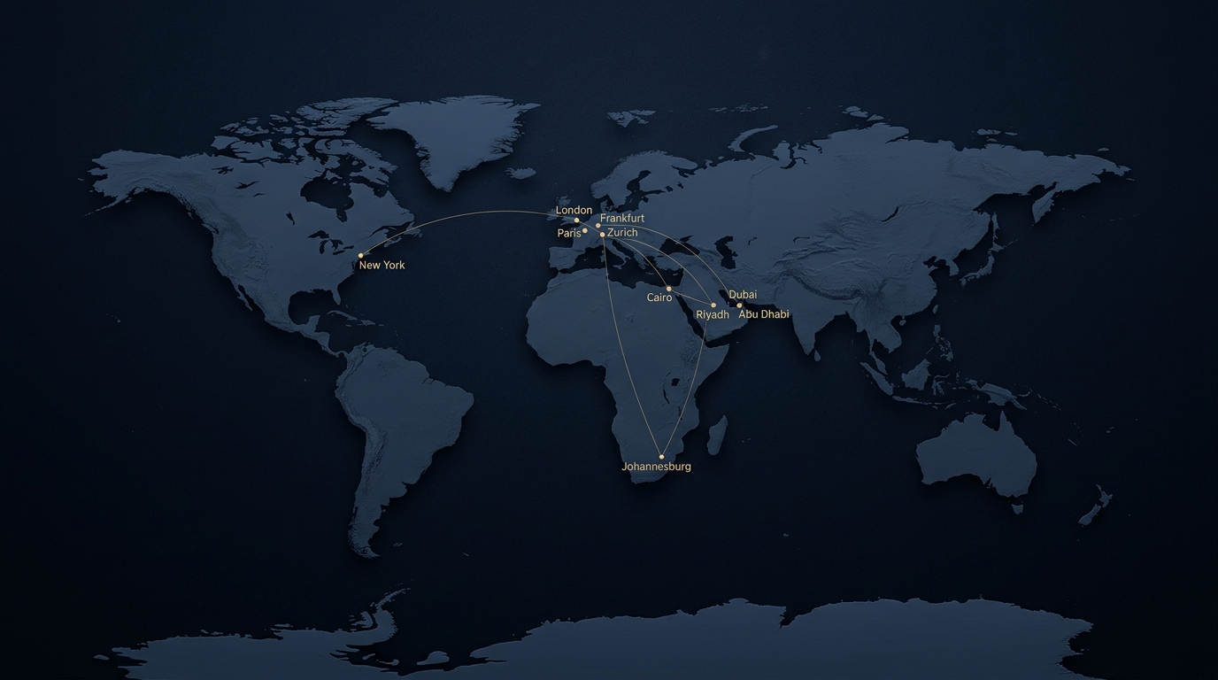 World map representing Maghreb Development Group global presence